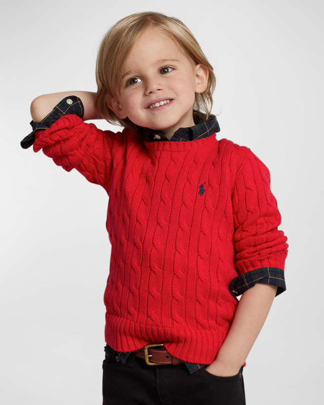 Boy's Cable-Knit Cotton Sweater, Size